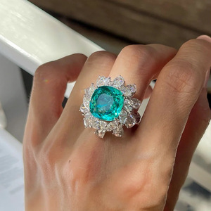 Vintage French Style Imitated Emerald Gemstone <b>Ring</b> European American Elegant Index Finger <b>Statement</b> <b>Ring</b> For Women - Product Image 2