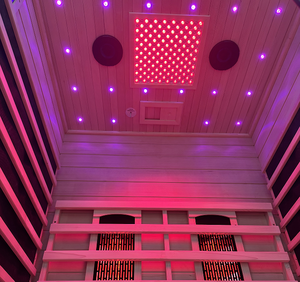 Aokingwin 2 شخص كامل الطيف ساونا الأشعة تحت الحمراء مع العلاج بالضوء الأحمر النقش البخار الجاف للاستخدام في صالة الألعاب الرياضية الشوكلوك الخشب الصلب - Product Image 4