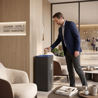 Poubelle de bureau ou de couloir sur pied en fer forgé, à ouverture supérieure, pour espaces publics, sans couvercle