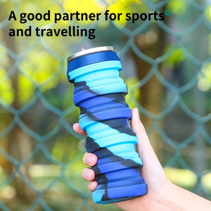 Bouteille d'eau pliable en silicone avec bouchon à paille rabattable, couleur et logo personnalisés - pour la randonnée et le camping - Product Image 3