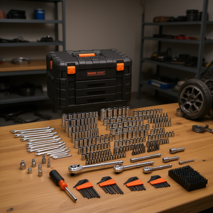 Ensemble d'outils mécaniques Vevor de 450 pièces, clés à douilles de 1/4, 3/8, 1/2 pouce, clés hexagonales, kit de réparation à impact combiné - Product Image 2