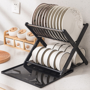 Escurridor de platos de plástico de 2 niveles, escurridor de cubiertos, soportes de almacenamiento, escurridor de platos con escurridor para mostrador de cocina - Product Image 2