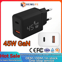 Alimentation électrique PD QC GaN 45W Chargeurs portables Adaptateurs Type C Chargeur 45 Watts Super rapide pour téléphone portable