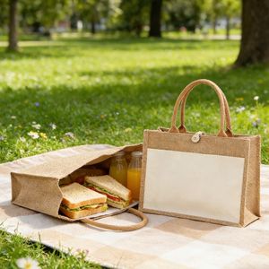 Wholesale Eco Friendly <b>Jute</b> Tote <b>Bag</b> Long Handle Suitable for Many Occasions High Quality Big Capacity Medium Custom Size logo - Product Image 3