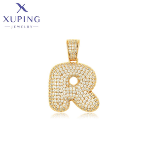 X000694861 เครื่องประดับ XUPING ตัวอักษร <span class=keywords><strong>R</strong></span> เรียบง่าย ชุบทอง 14K เครื่องประดับผู้หญิง ประดับเพชรซิร์โคเนีย จี้ห้อยคอสวยงามสำหรับสร้อยคอ - Product Image 1