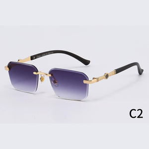نظارات شمسية كلاسيكية ذهبية من ماركة Crti، نظارات فاخرة ذات علامة تجارية، نظارات شمسية مصممة، نظارات معدنية بدون إطار، نظارات واقية من الأشعة فوق البنفسجية - Product Image 6