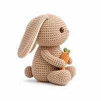 Adorable lapin en peluche tricoté avec oreilles tombantes, jouet en peluche doux en forme de lapin, ornement de voiture en forme de carotte tricotée