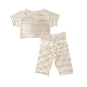 Baby Breathable Rolled Edge <strong>Knitted</strong> <strong>Sweater</strong> Long Sleeves Top + Pants Set Baby <strong>Pure</strong> Cotton <strong>Sweater</strong> - Product Image 4