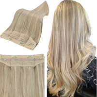 Extensions de cheveux Halo à fil invisible réglable, clip de sécurité monobloc, tissage de cheveux à clipser, installation répétée, extensions de cheveux naturels