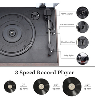 Sistem Musik Mewah 9 in 1 Pemutar Piringan Hitam Vinyl LP USB SD Rekaman Nostalgia CD Tape BT Turntable dengan Speaker Eksternal 10W
