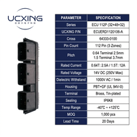 Connecteur PCB automobile 64333-0100 à 112 broches, angle droit 90 degrés, pas de 2,5 à 3,7 mm, 12A/6A 14V, PBT UL94 V-0, contacts en alliage de cuivre