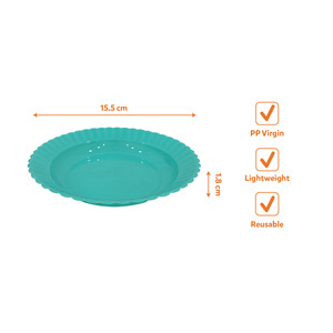 Assiette à dîner réutilisable en plastique PP écologique moderne, bord festonné, motif tournesol, matériau vierge durable de qualité alimentaire, sans BPA - Product Image 2