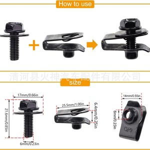 Clip de fixation rapide pour voiture, boulon en acier de 6 mm pour la fixation du garde-boue de la carrosserie - Product Image 1