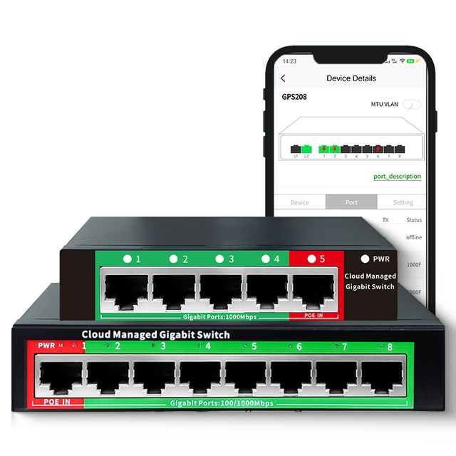 OEM Managed 4/8 Port Full Gigabit Ethernet Switch L2 Network Switch IEEE 802.3 AF/AT Managed Network Switch for Ip Camera Cctv