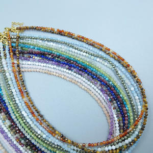 Kalung manik-manik kristal, kalung Choker batu permata segi alami 2-3mm buatan tangan untuk perhiasan wanita - Product Image 4