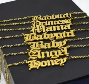 Nome personalizzato collana con lettera in oro 18 carati pendenti con targhetta in acciaio inossidabile OEM/ODM personalizzati per uomo donna - Product Image 1