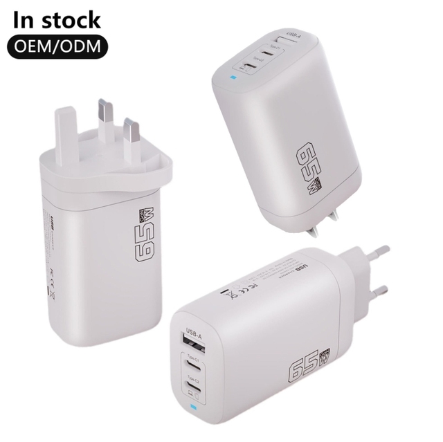 65W Gan Charger 2C+A PD Fast Charging Power Adapter USB C Phone & Laptop Charger with LED Display Lamp Gift Box