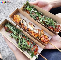 Bandeja de Papel para Hot Dogs con Forma de Barco, Material de Grado Alimenticio Desechable, Precio de Fábrica, Logotipo Personalizado, Dimensiones Personalizadas