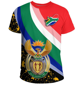 Custom Wholesale Country South Africa Bestselling Custom Flag 3D Printed Short Sleeve T Shirt Flag T-Shirt for Promotional