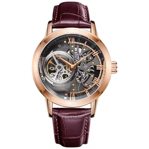 Custom Logo Black Mens Luxury Tourbillon Automatic Manufacturers In China Skeleton Watch Mechanical Watches For Men