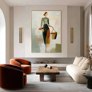 Cuadro Abstracto Texturizado de Mujer, Impresión Artística en Lienzo, Estilo Contemporáneo, Decoración de Pared para Interiores - Product Image 5