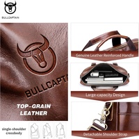 Maletín de Cuero para Hombre Marca BULLCAPTIAN, Bolso Bandolera Multifuncional, Portaordenador de 15 Pulgadas, Bolso de Mano de Gran Capacidad para Negocios