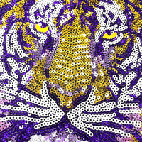 Maillot d'équipe de sport Broderie Applique Badge Grand Tigre Coloré Sequin Patch Fer sur Patchs pour Adulte Sacs Vêtements