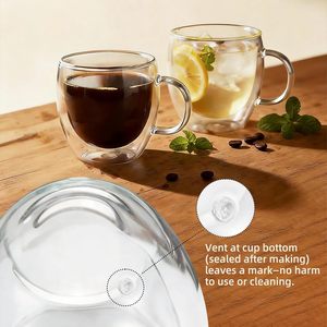 Mug en verre isolé transparent de 150 ml (5 oz) à double paroi, avec poignée, pour latte, expresso, café, thé, directement de l'usine - Product Image 4