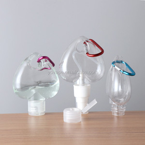 Gancho portátil forma de amor líquido/desinfectante de manos transparente PET/PETG 50ml Spray niebla fina Flip Top botella de corazón de plástico con mosquetón - Product Image 1