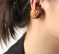 H0080 H2 Boucles d'oreilles pendantes en forme de U épaisses et tendance pour femme, en émail multicolore, résistantes au ternissement, étanches, en acier inoxydable plaqué or 18 carats