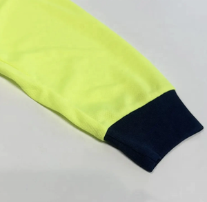 Camisetas de malla de punto de ojo de pájaro de manga larga poliéster fluorescente ANSI Clase 2 ropa de trabajo de tela transpirable para seguridad reflectante - Product Image 3
