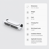 Doppelkopf-USB-Autolüfter aus ABS-Material, 10W, 3 Geschwindigkeiten, 360° Drehbar, Rücksitzkühlung, Plug-in, Starker Wind für Rücksitzbelüftung