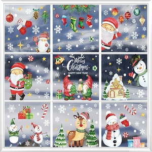Ensemble de décorations de Noël : Adhésifs pour fenêtre motif traîneau du Père Noël, rennes et flocons de neige pour la maison, la cuisine, les portes vitrées – Décorations d'hiver pour les fêtes. - Product Image 4