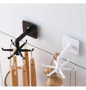 Wholesale 360 Degree Rotatable PP Punch-Free Six Claw <b>Hook</b>, Kitchen Spatula Spoon Wall Mounted Storage Hanger, Novelty <b>Hooks</b> - Product Image 4