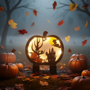 Letrero de Mesa de Madera para Halloween FOIMAS con Luz, Centro de Mesa Decorativo con Calabaza, Decoración para Fiestas, Luz LED Cálida Blanca de 2700K - Product Image 2