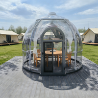 Dôme géodésique de luxe pour l'extérieur, tente transparente pour le glamping, vue panoramique à 360 degrés, idéale pour les centres de villégiature et les restaurants
