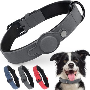 Collier AirTag en PU pour animaux de compagnie avec boucle de fermeture, anti-perte, positionnable et réglable pour chiens de petite/moyenne taille, toutes saisons - Product Image 1