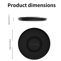 Mini chargeur sans fil 88 mm, taille de paume, 10 % plus petit, chargeur compact rond pour téléphone, bureau, chambre, voyage