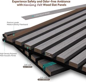 Panneau mural à lattes en noyer foncé Panneau mural acoustique en bande de bois Akupanel Panneau acoustique en bois sur support en feutre PET noir - Product Image 2