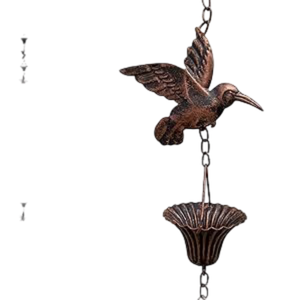 Chaîne de pluie décorative noire à motif d'oiseau attrayant pour gouttières de jardin et arrosage - Product Image 5