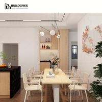Meuble de cuisine australien en bois grainé avec îlot central, zone four encastré, panneau résistant à l'humidité pour rénovation de cuisine