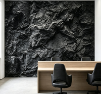 Wallpaper Tekstur Batu Abu-abu Tua Latar Belakang Mural Tekstur Batu Hitam