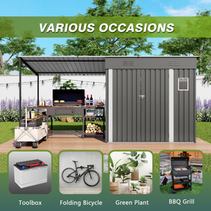 Abri métallique 4x12FT à pignon incliné, combinaison pergola à côtés ouverts en acier galvanisé, pour rangement extérieur, jardin et cour arrière - Product Image 5