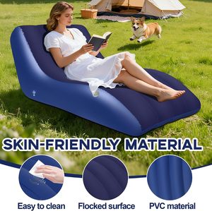 Flocked S Curve <b>Inflatable</b> Recliner <b>Sofa</b> PVC Air Lounge Chair Waterproof Portable Beach Camping Family Rest <b>Inflatable</b> <b>Sofa</b> Bed - Product Image 2