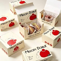 Boîte à donuts en papier écologique de qualité alimentaire, auto-érectible, avec revêtement épais, graphisme personnalisé, pelliculage mat, faible MOQ, vente en gros