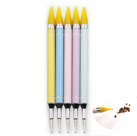Vente chaude Un Pcs Double Extrémité Strass Cristaux Ongles Pointillage Stylo Sélecteur Cire Crayon Pointe Double Goujons pour Nail Art Pinceaux