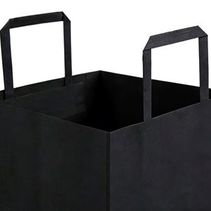 Sacs en papier kraft lourd personnalisés noirs avec poignées portables, adaptés pour l'emballage de vêtements, d'aliments, d'artisanat et pour le shopping - Product Image 3