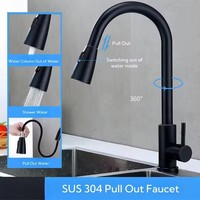 Robinet de cuisine monocommande en acier inoxydable avec douchette extractible, design moderne, eau chaude et froide orientable pour appartement