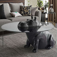 Table basse en verre trempé minimaliste italienne de qualité supérieure, Hippo, modélisation animale personnalisée, mobilier moderne pour le salon