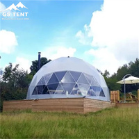 Tente de camping en plein air en PVC blanc de luxe de 8m Tente de dôme géodésique Geodome Hotel Glamping Dom